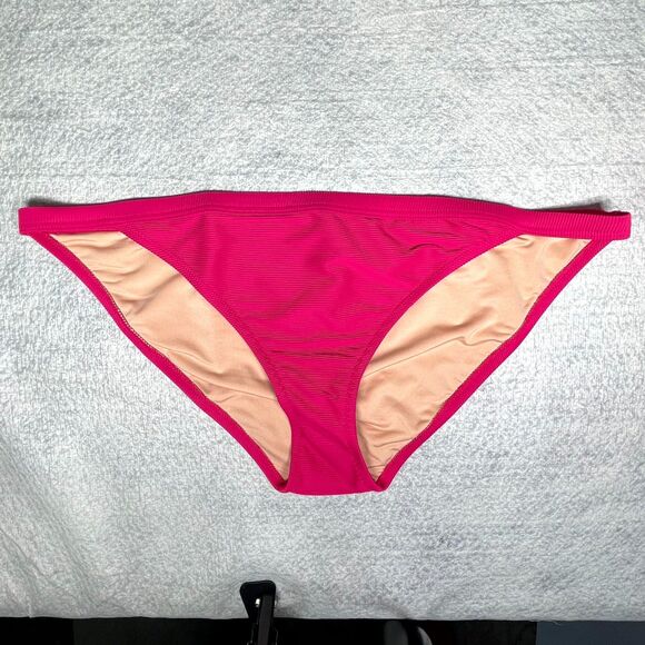 J. Crew Other - J.Crew Ribbed Bikini Bottoms Bright Pink Ladies Size 2X NEW BH485 WHI